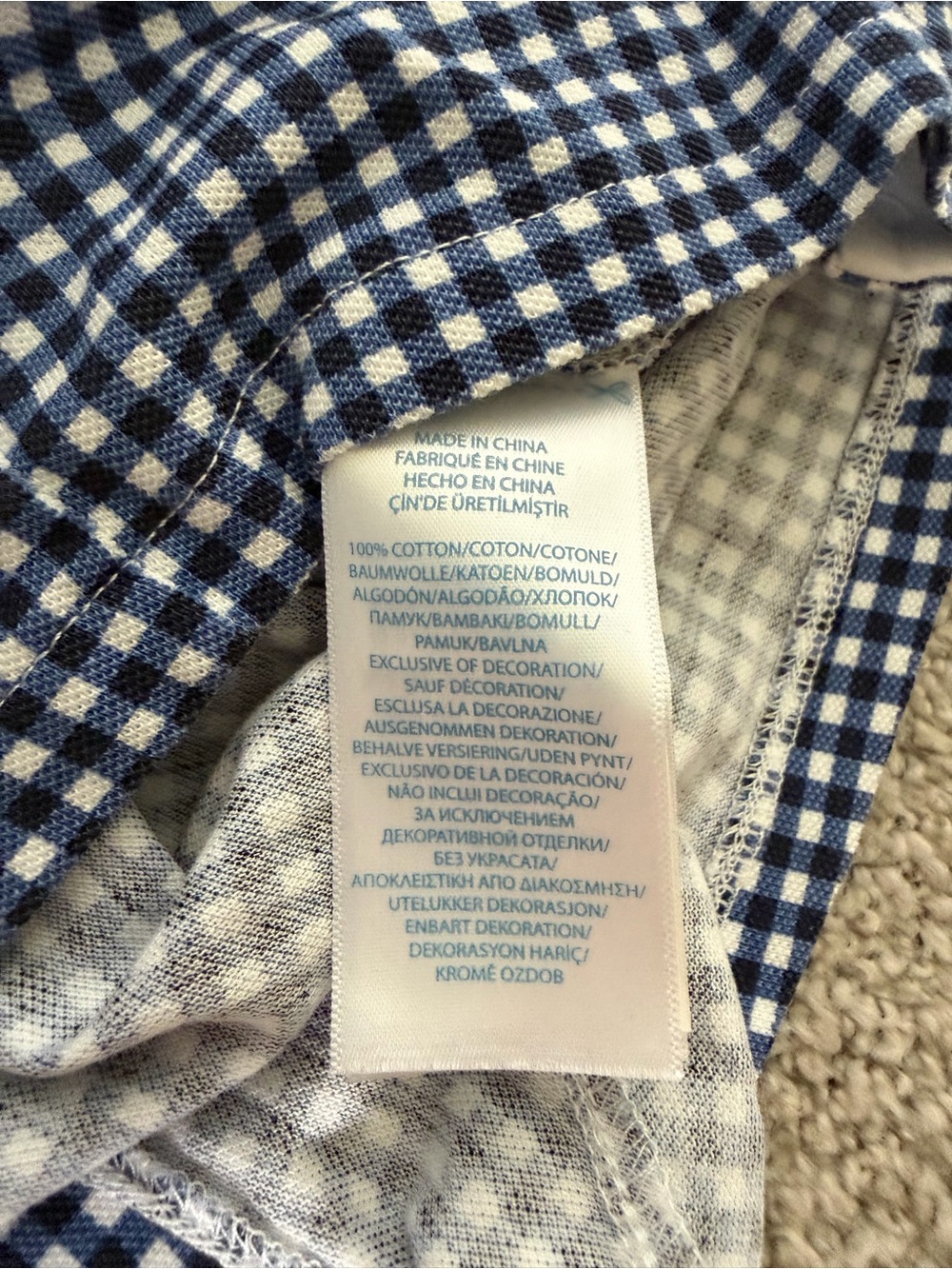 Ralph Lauren Navy and White Gingham Button-Down Shortall Size 24M - Picture 6 of 6